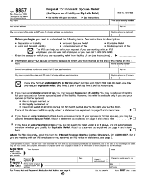 Form 8857 Rev December Internal Revenue Service