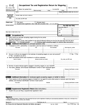 Form 11 C Rev January Internal Revenue Service