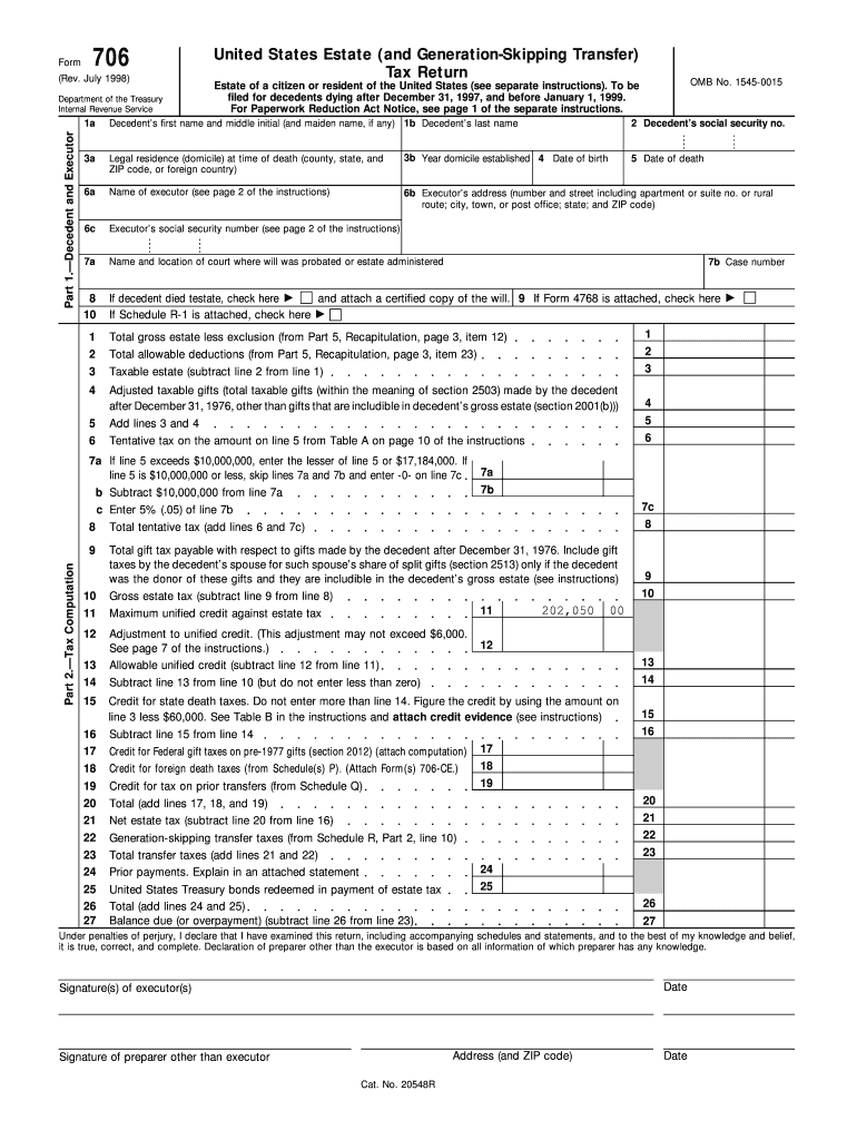 Form 706 Rev April Internal Revenue Service