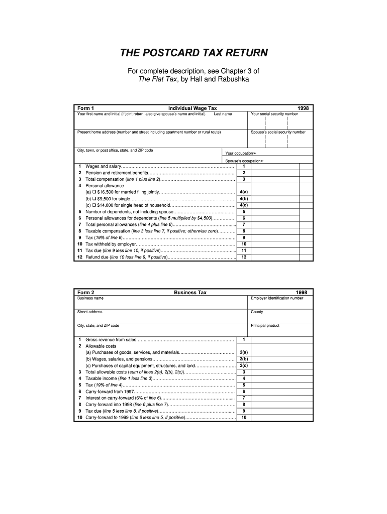 The POSTCARD TAX RETURN Stanford  Form