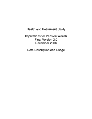 Imputations for Pension Wealth Health and Retirement Study Hrsonline Isr Umich  Form