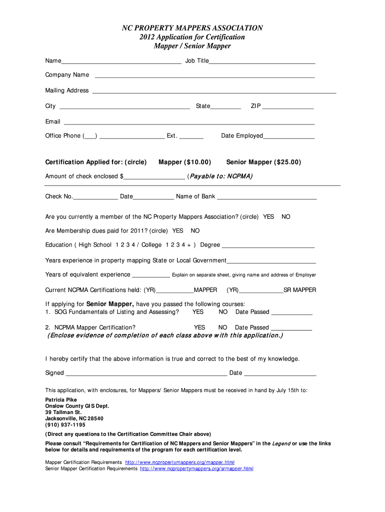 Application for Certification  Form