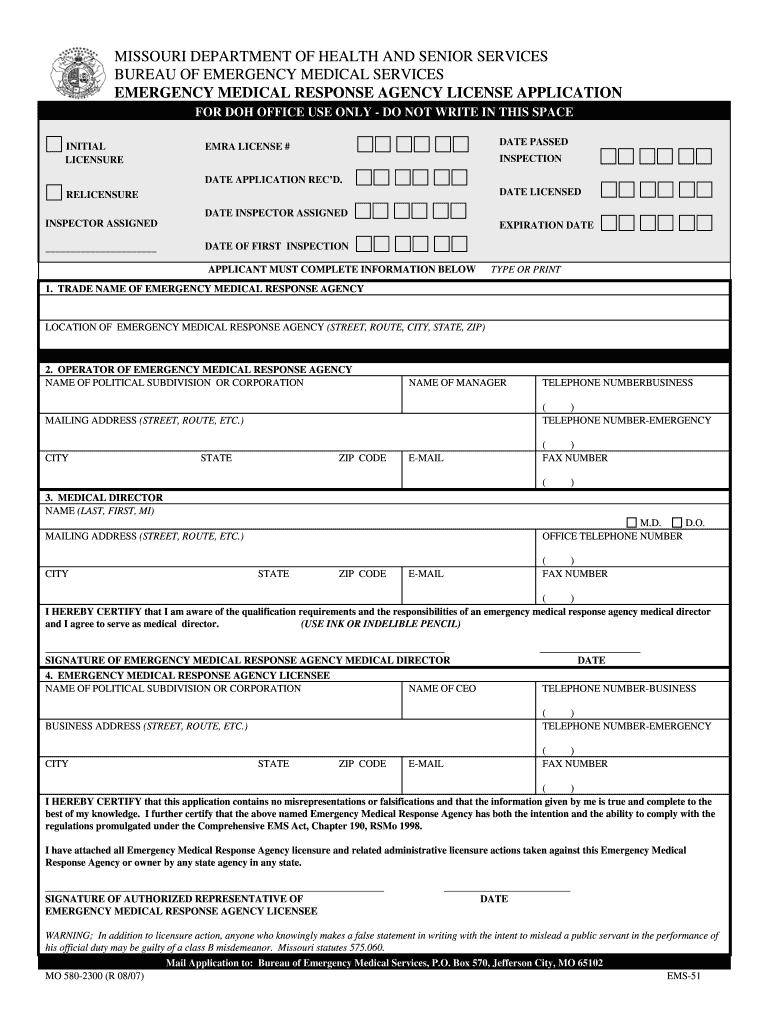 MISSOURI DEPARTMENT of HEALTH and SENIOR SERVICES  Form
