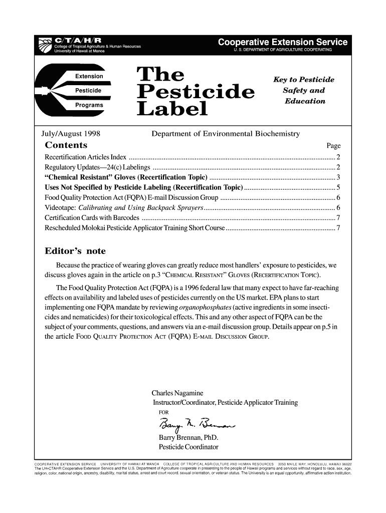 The Pesticide Label Extension Pesticide Programs University of  Form