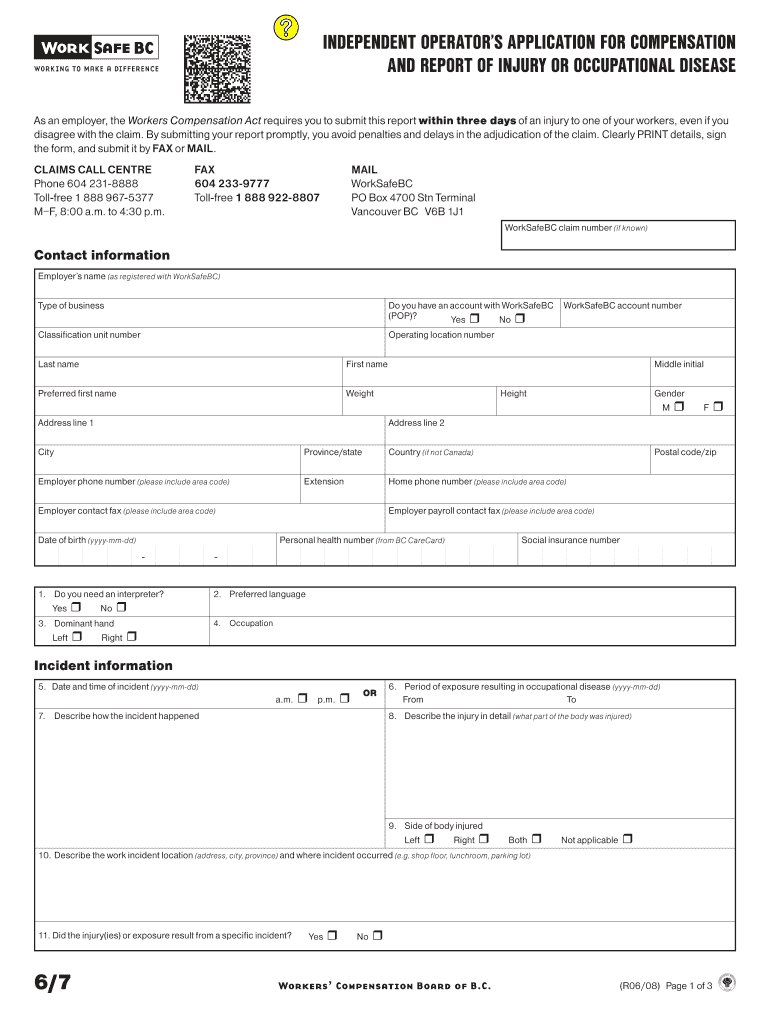 Download Form 67 WorkSafeBC Com