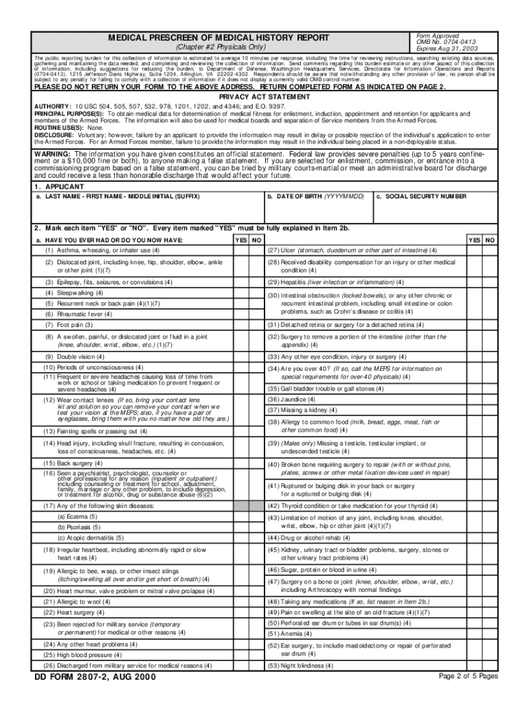 Dd Form 2807 1 Aug