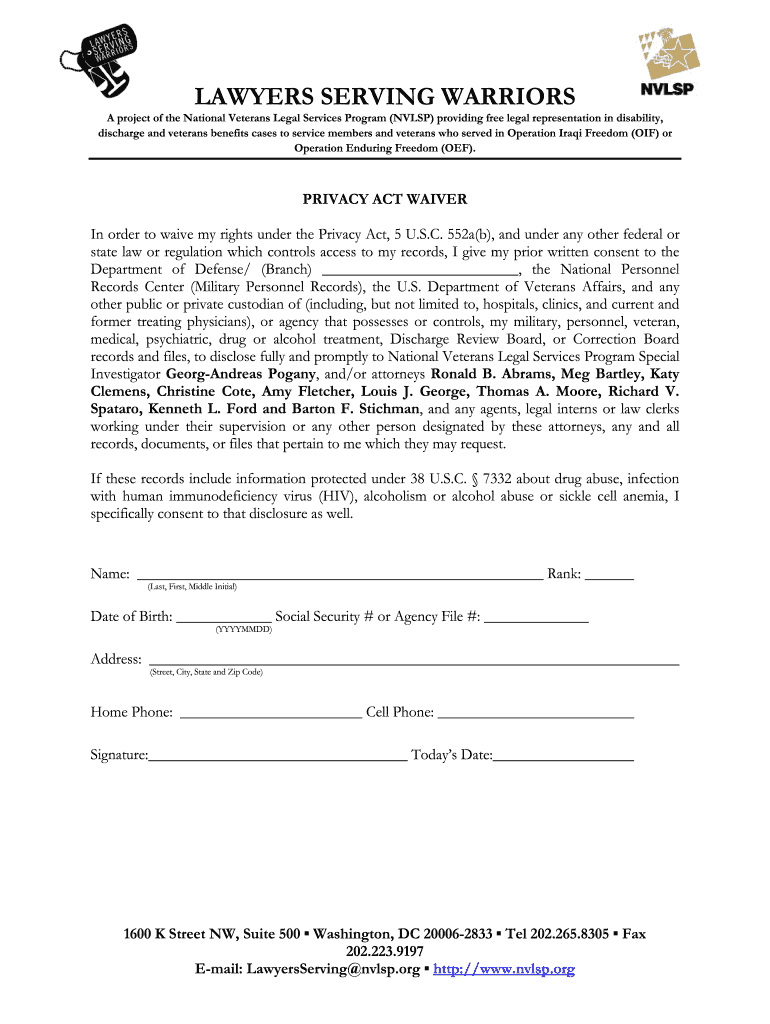Privacy Act Waiver  Form