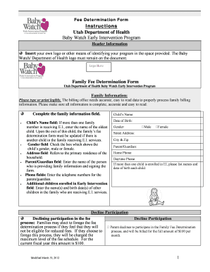 Family Fee Determination Form Instructions Baby Watch Early Utahbabywatch