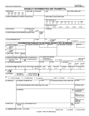 Social Security Disability Determination Form