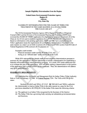 TAS Sample Eligibility Determination from the Region PDF US Epa  Form