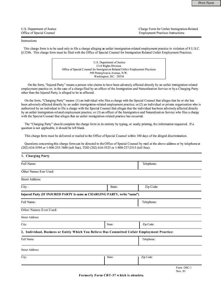 Office of Special Counsel Justice  Form