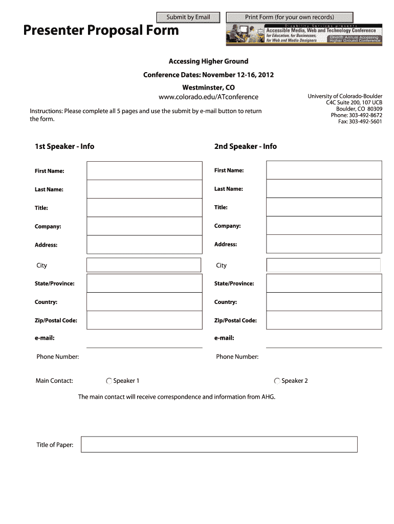 Speaker Proposal Form PDF University of Colorado at Boulder