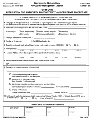 General Application Form G100 Sacramento Metropolitan Air Airquality