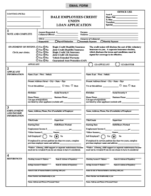 Loan Application Dale Employees Credit Union  Form
