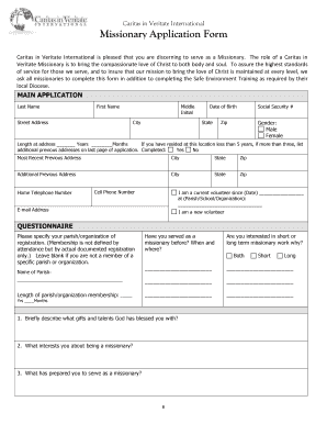 Missionary Application Form