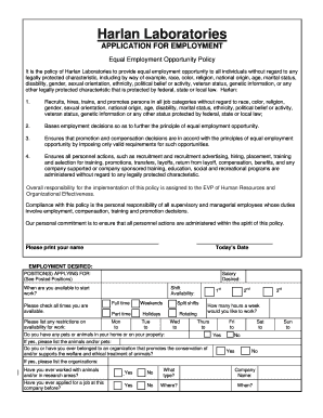 NA Job Application Form Harlan