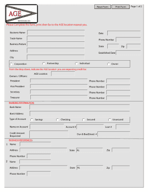 Credit Application AGE Industries  Form