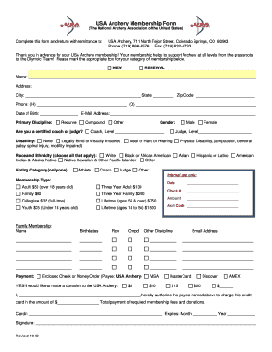 USA Archery Membership Form Oshkosh JOAD