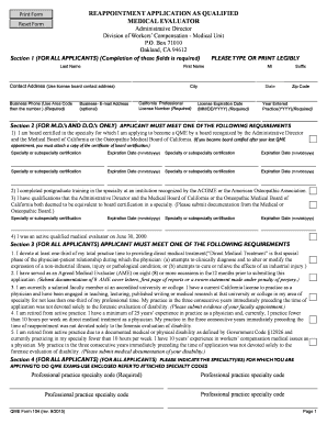  Qme Form Medical 2015-2024