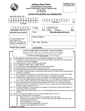 ID Billing Number or Customer ID #Indiana State Po  Form