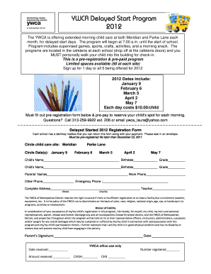 YWCA Delayed Start Program Delayed Start YWCA Camp Cavell Campcavell  Form