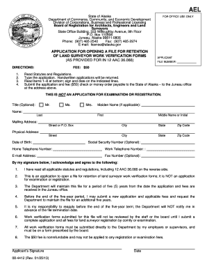 APPLICATION for OPENING a FILE for RETENTION of LAND Commerce Alaska  Form
