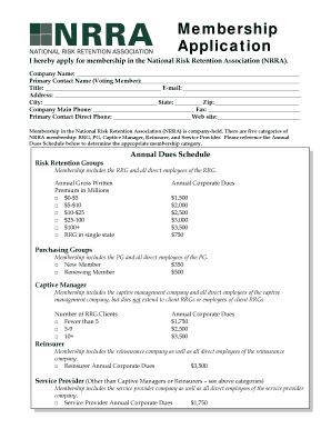 National Risk Retention Association Riskretention  Form