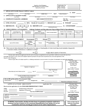 English Proficiency Test App  Form