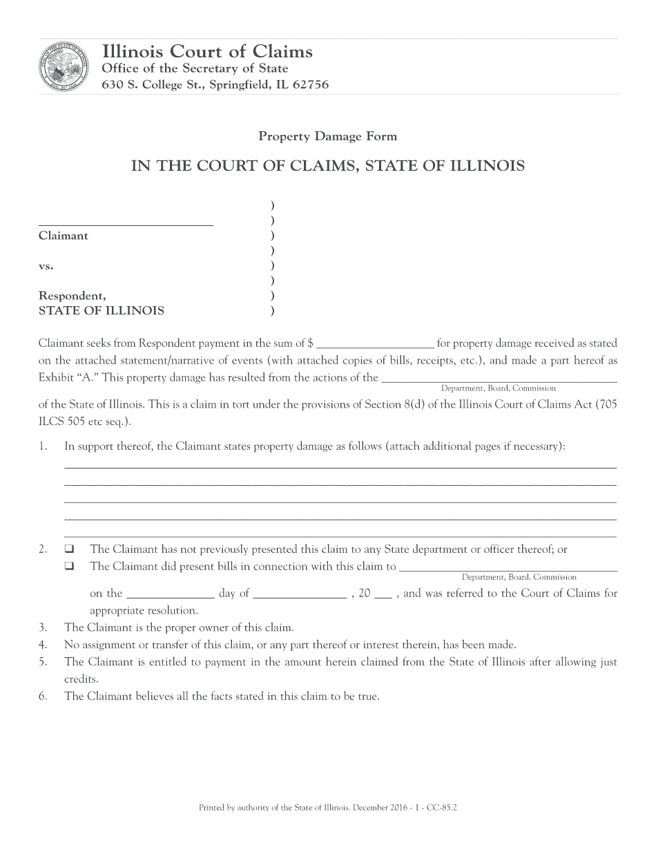 Illinois Damage Form