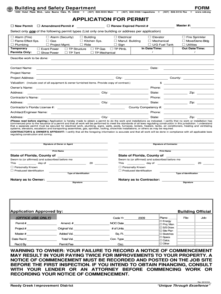  Creek Application Permit 2012