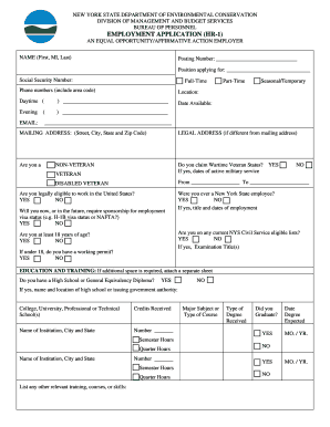 Nys Employment Application Hr 1 Form
