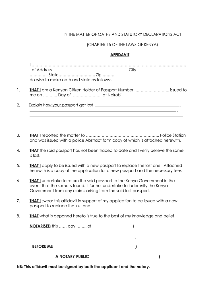 Affidavit of Marriage Kenya PDF  Form