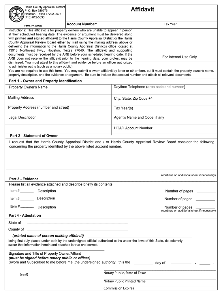 Get and Sign Affidavit  Hcad 2005 Form
