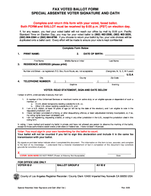 Printable Voting Ballots  Form