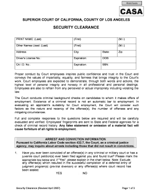 Court Clearance Sample  Form