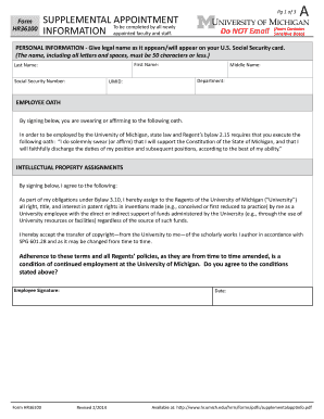 SUPPLEMENTAL APPOINTMENT INFORMATION Hr Umich