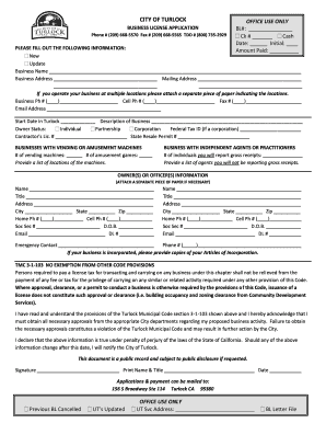  City of Turlock Business License 2012