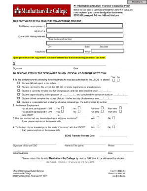 Download the Transfer Clearance Form Manhattanville College Mville