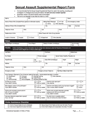 Sexual Assault Supplemental Report Form