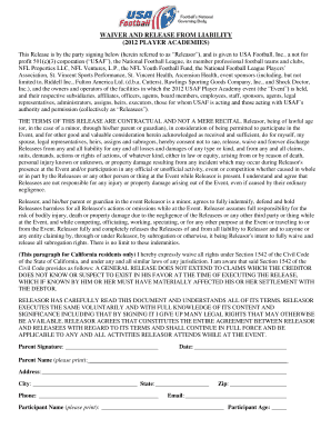 Waiver and Forms USA Football