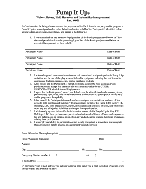 Pump It Up Waiver Fill Out And Sign Printable Pdf Template Signnow