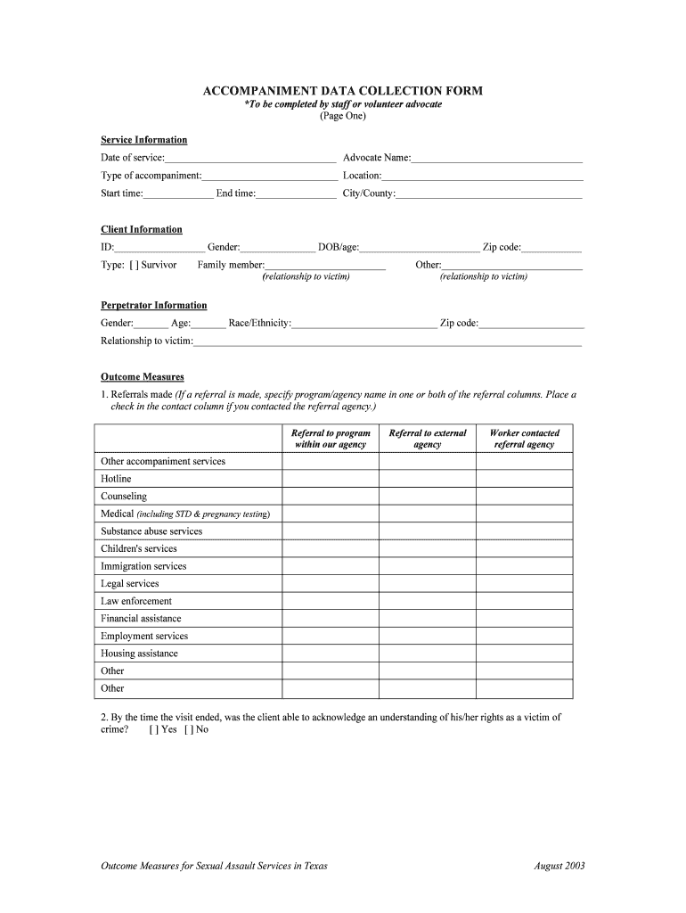 ACCOMPANIMENT DATA COLLECTION FORM Ncdsv