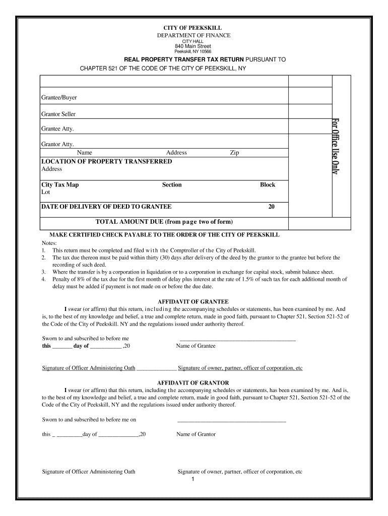 Peekskill Transfer Tax Form