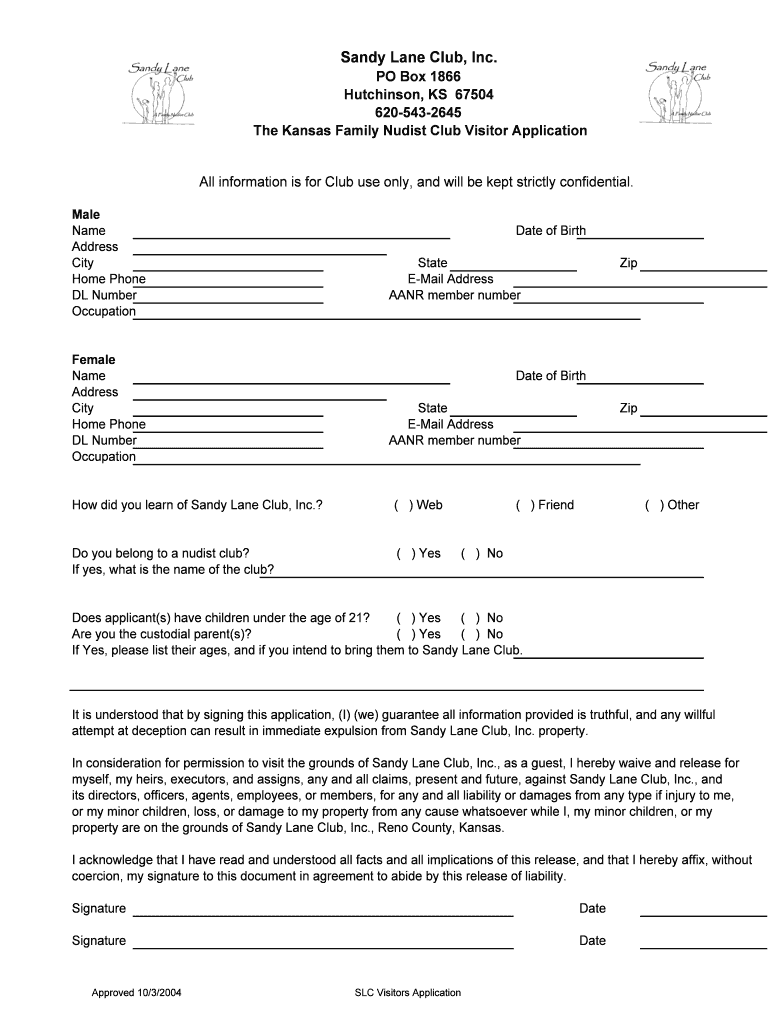 SLC Visitors Application  Form