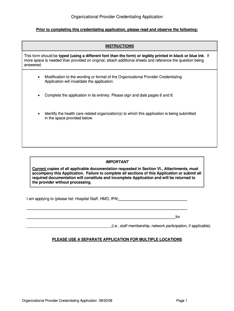  Champva Provider Credentialing Form 2008