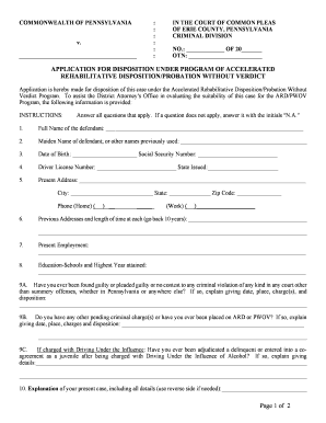 Ard Erie County Form