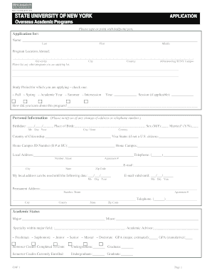 This Application Form is Used by All Overseas Academic Programs Www2 Binghamton