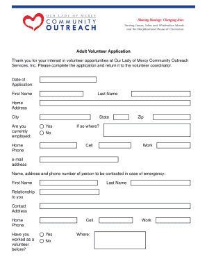 Download a Printable Application Our Lady of Mercy Community Olmoutreach  Form