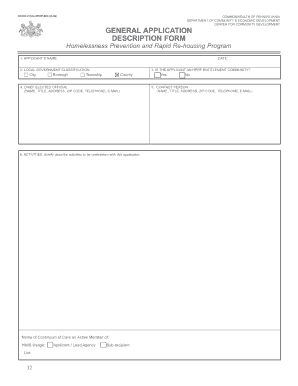 Homelessness Prevention and Rapid Re Housing Program  Form