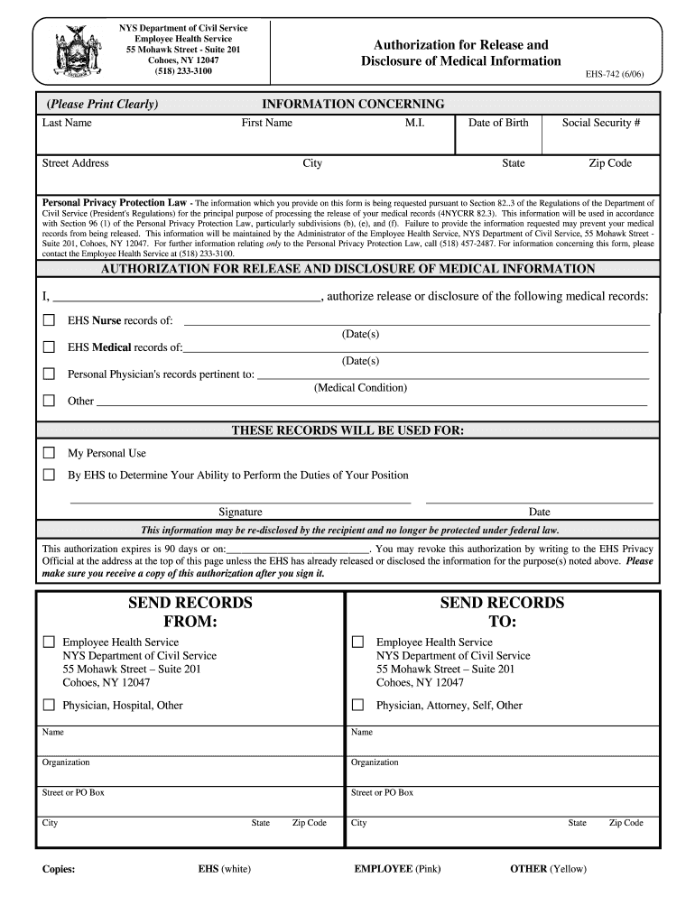  Nys Ehs 742 Form 2006-2024